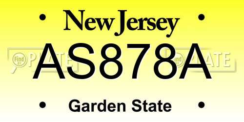 AS878A New Jersey License Plate
