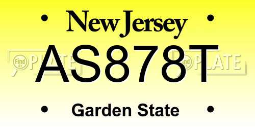 AS878T New Jersey License Plate