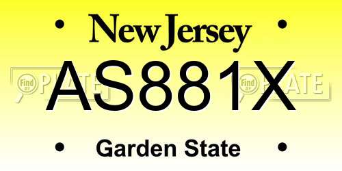 AS881X New Jersey License Plate