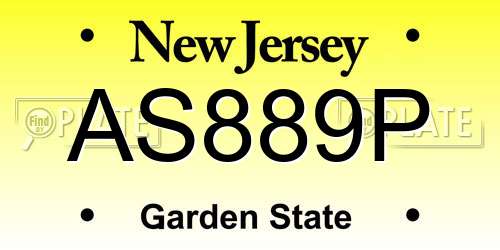 AS889P New Jersey License Plate