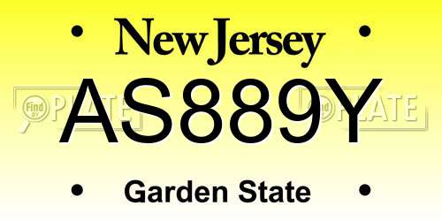 AS889Y New Jersey License Plate