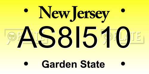 AS8I510 New Jersey License Plate