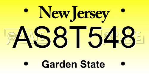 AS8T548 New Jersey License Plate
