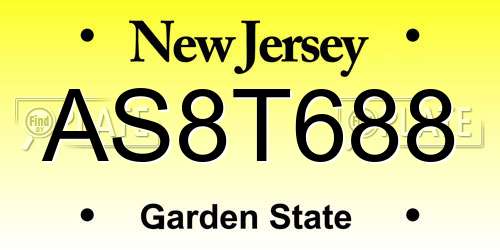 AS8T688 New Jersey License Plate