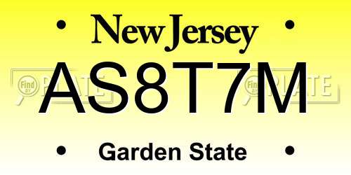 AS8T7M New Jersey License Plate
