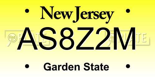 AS8Z2M New Jersey License Plate