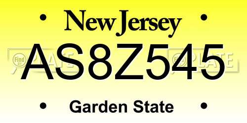 AS8Z545 New Jersey License Plate