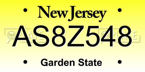 AS8Z548 New Jersey License Plate