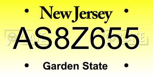 AS8Z655 New Jersey License Plate