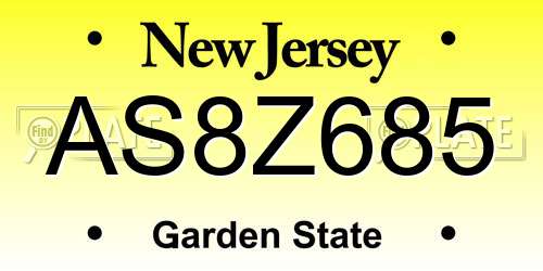 AS8Z685 New Jersey License Plate