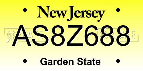AS8Z688 New Jersey License Plate
