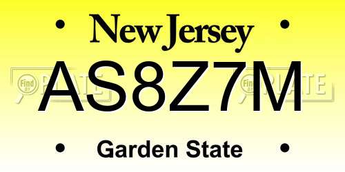 AS8Z7M New Jersey License Plate