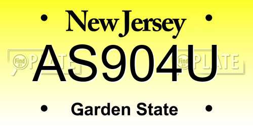 AS904U New Jersey License Plate
