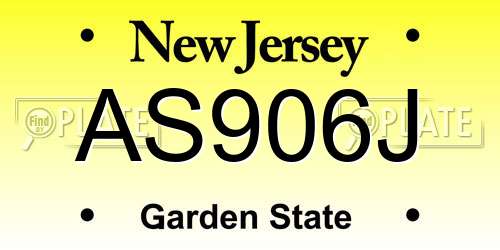 AS906J New Jersey License Plate