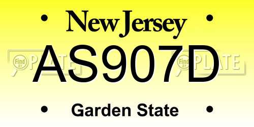 AS907D New Jersey License Plate