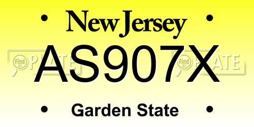 AS907X New Jersey License Plate