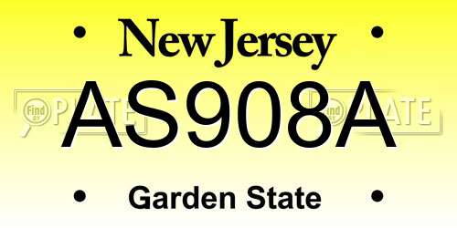AS908A New Jersey License Plate