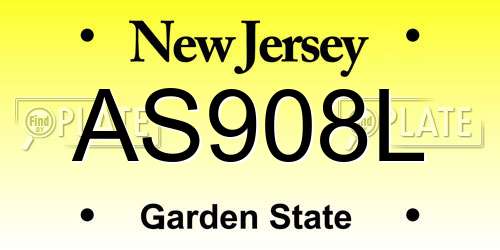 AS908L New Jersey License Plate