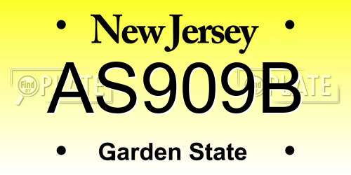 AS909B New Jersey License Plate