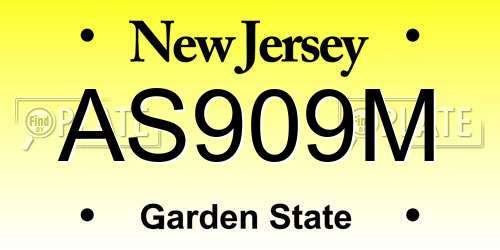 AS909M New Jersey License Plate