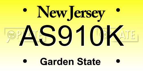 AS910K New Jersey License Plate