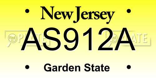 AS912A New Jersey License Plate