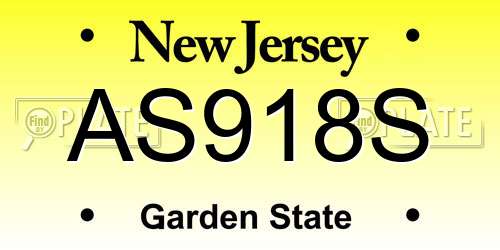 AS918S New Jersey License Plate