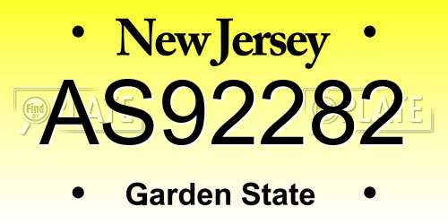 AS92282 New Jersey License Plate