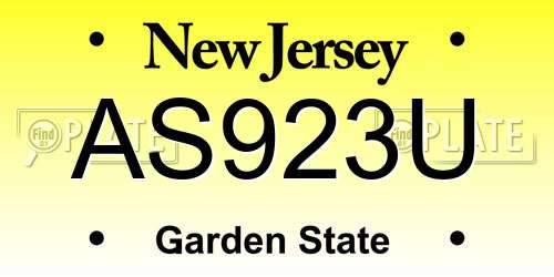 AS923U New Jersey License Plate