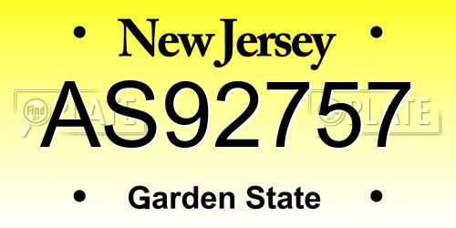 AS92757 New Jersey License Plate
