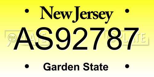 AS92787 New Jersey License Plate