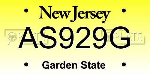AS929G New Jersey License Plate