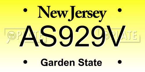 AS929V New Jersey License Plate