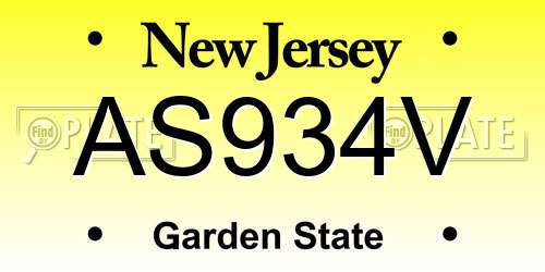 AS934V New Jersey License Plate