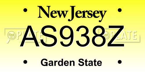 AS938Z New Jersey License Plate