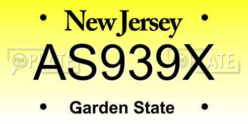 AS939X New Jersey License Plate