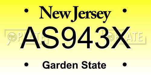 AS943X New Jersey License Plate