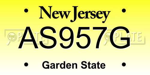 AS957G New Jersey License Plate