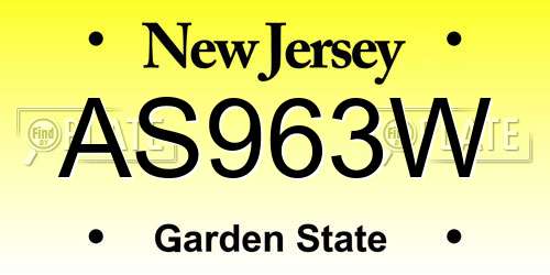 AS963W New Jersey License Plate