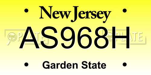 AS968H New Jersey License Plate