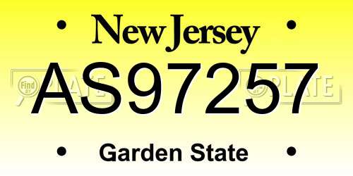 AS97257 New Jersey License Plate