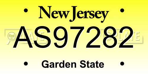 AS97282 New Jersey License Plate