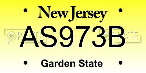 AS973B New Jersey License Plate