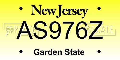 AS976Z New Jersey License Plate