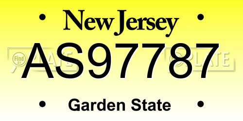 AS97787 New Jersey License Plate