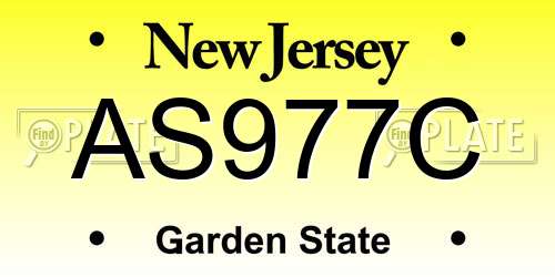AS977C New Jersey License Plate