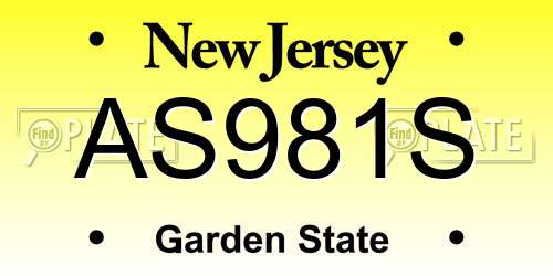 AS981S New Jersey License Plate