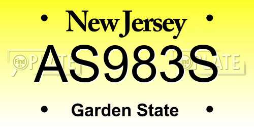 AS983S New Jersey License Plate