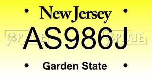 AS986J New Jersey License Plate
