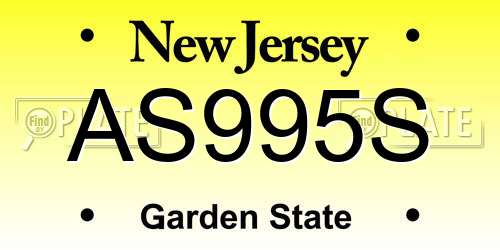 AS995S New Jersey License Plate